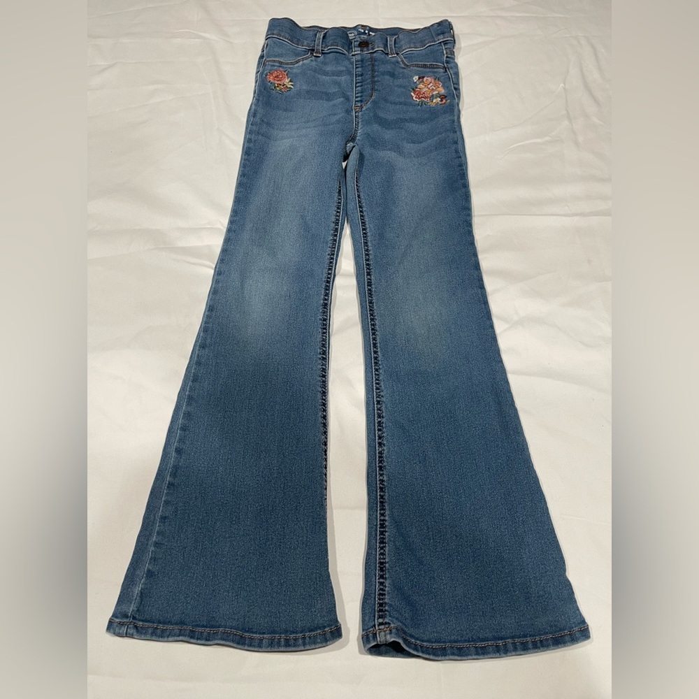 Wonder Nation Blue Flare Jeans with Floral Detail